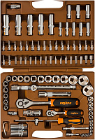 Универсальный набор инструмента 1/4", 1/2"DR с торцевыми 12-гранными головками 1/2"DR Ombra OMT94S12, 94 штуки
